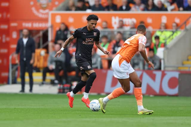 Ethan Williams in action for Posh at Blackpool. Photo Joe Dent/theposh.com.
