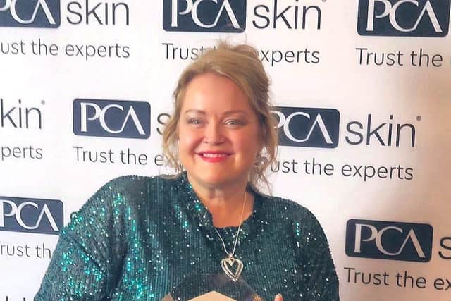 Tamsin Ford, who created Aesthetics by Tamsin, in Whittlesey, Peterborough, with her PCA Skin award from the