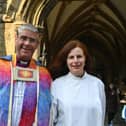 The Right Revd John Holbrook at the induction of Revd Michelle Dalliston as Vicar of Peterborough at St John's Church, Cathedral Square.