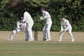 Peterborough Town's last man Karanpal Singh is dmissed to seal a big win for Stony Stratford at Bretton Gate. Photo Andy Dann