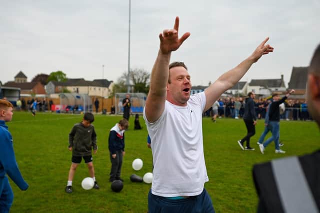 Peterborough Sports manager Jimmy Dean had plenty to celebrate in Southport. Photo: James Richardson.