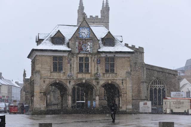 Snow in Peterborough city centre