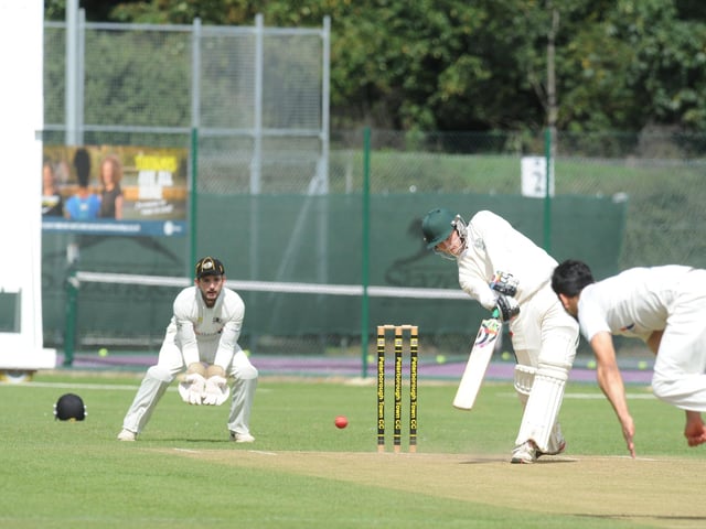 Peterborough Town v Market Deeping CC Sunday league cricket at Bretton Gate. Depping batsman David Thomas