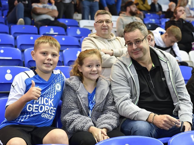 Peterborough United fans ahead of kick-off against Fleetwood Town last night.