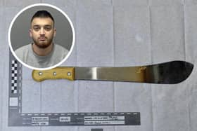 Dawud Safeer and a machete found at the address