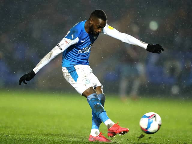 Mo Eisa in action for Posh. Photo by David Rogers/Getty Images.