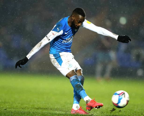 Mo Eisa in action for Posh. Photo by David Rogers/Getty Images.