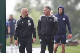 Darren Ferguson (right) with Leicester City manager Enzo Maresca. Photo: Joe Dent/theposh.com