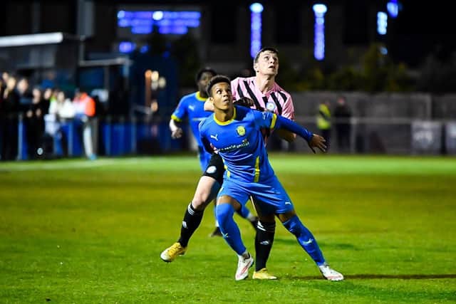Spencer Keller in action for Peterborough Sports against Curzon Ashton. Photo: James Richardson.