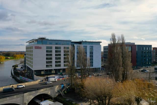 The partially-built Hilton Garden Inn