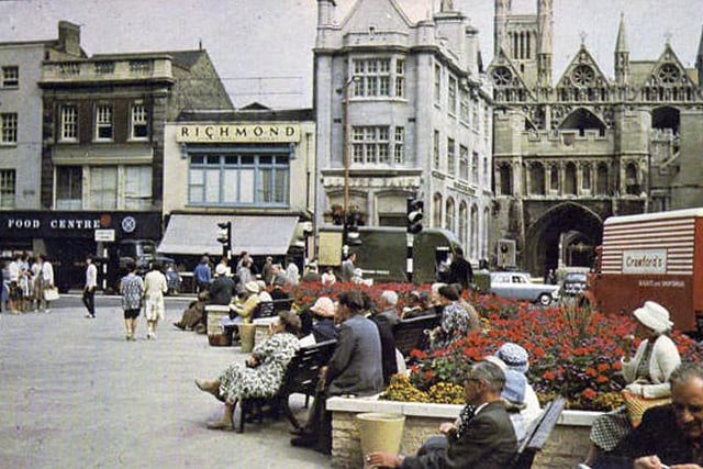 A lovely shot of everyday life in Cathedral Square at the tail end of the 1960s (image: Peterborough Images Archive)