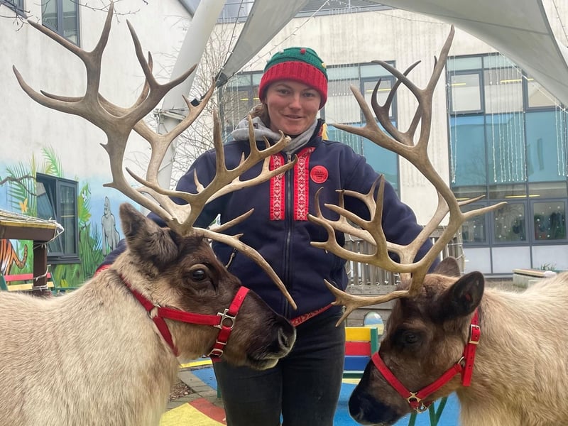 Reindeers visit children at Peterborough City Hospital's Amazon Ward.