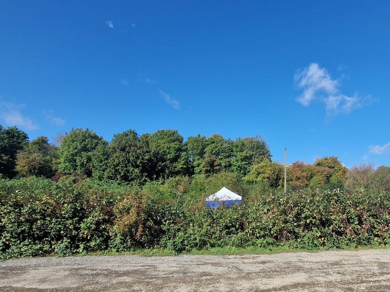The police tent near the car park