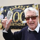 Bill Swann celebrates his 100th birthday with his neighbours at Thorpe Lea Road