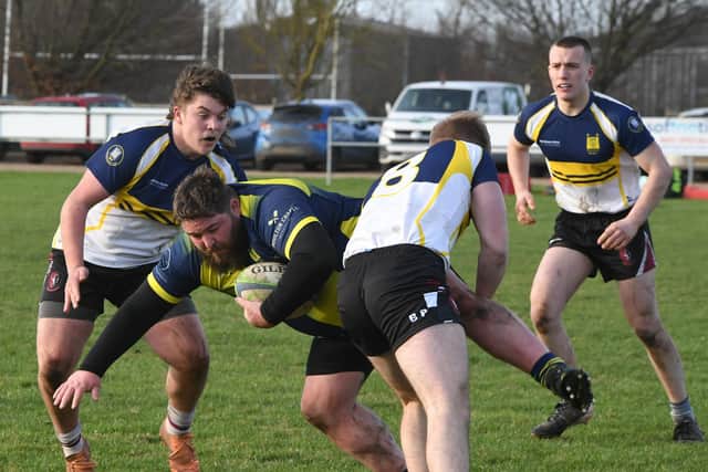 A Thorney player is tackled during the game against March Bears. Photo: David Lowndes.
