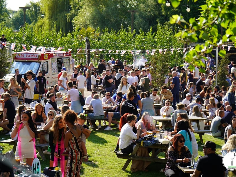 In the beer garden at Charters with House Sessions
