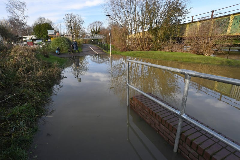 River Nene flooding near Railworld in Peterborough