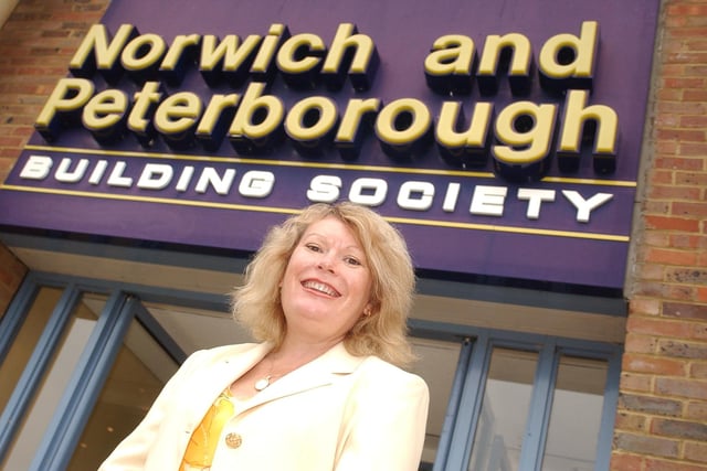 Norwich and Peterborough Building Society's former group HR manager Corrine Wooding, outside its former office in Cathedral Square, Peterborough.