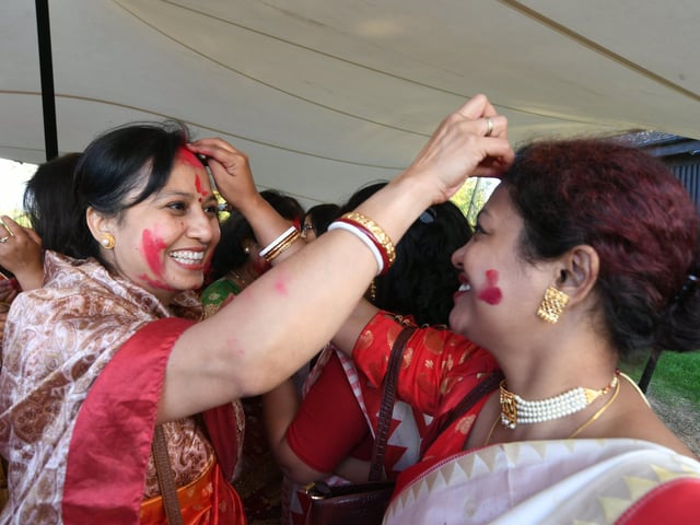 The colourful parade to celebrate Hindu festival of Durga Puja Festival