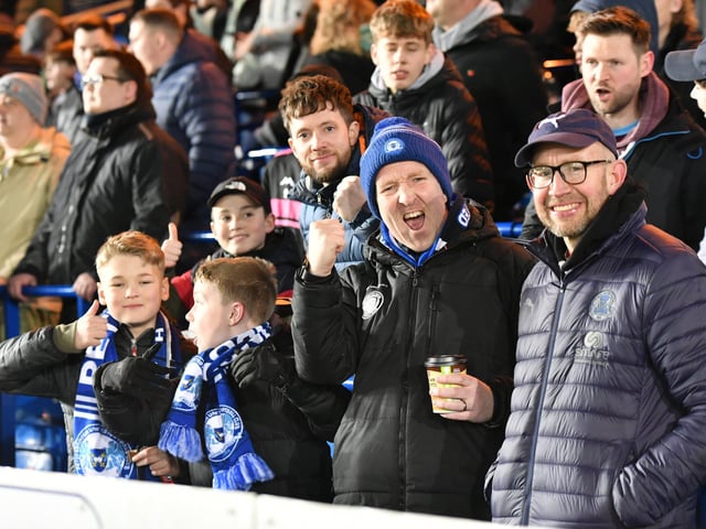 Peterborough United fans enjoy the big win over Northampton Town.
