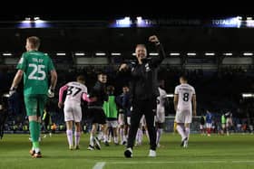 Peterborough United Manager Darren Ferguson celebrates at full-time. Photo: Joe Dent/theposh.com.
