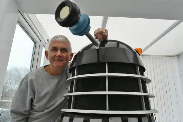 Donnie MacColl of Orton Southgate with his Dalek he is selling for charity