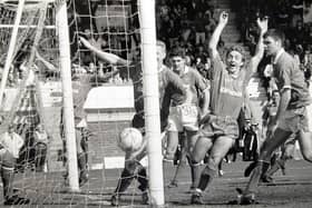 Posh 2 v Chesterfield.2  The goal which gained us promotion . 1990/91 season to Div 3