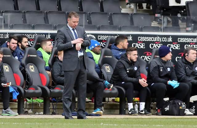 Posh boss Darren Ferguson knew his time was up during a game at MK Dons in February, 2015. Photo: Joe Dent/theposh.com.