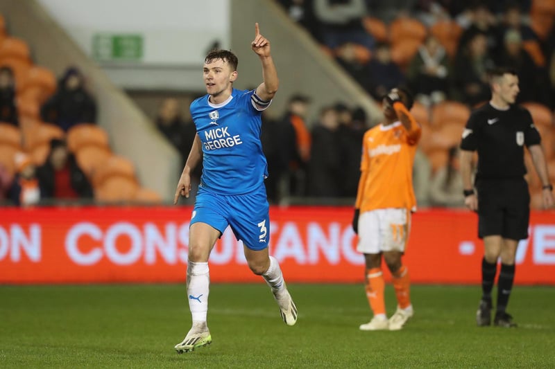 Posh captain Harrison Burrows has just scored his second goal at Blackpool.