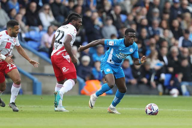 Posh star Kwame Poku in action against Stevenage. Photo Joe Dent/theposh.com