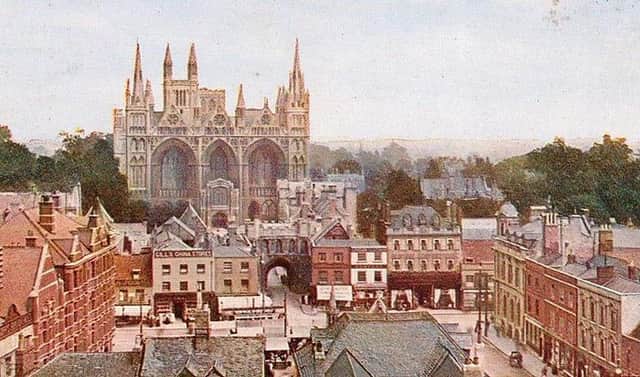 Superb images, like this aerial view captured from the top of St John’s Church circa 1910-15, can help us appreciate how life was in Peterborough 100+ years ago (image: Peterborough Images Archives)