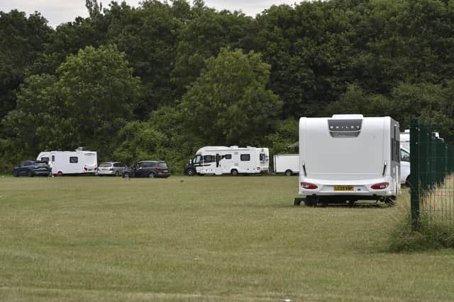 An encampment has been set up at Bretton Park.