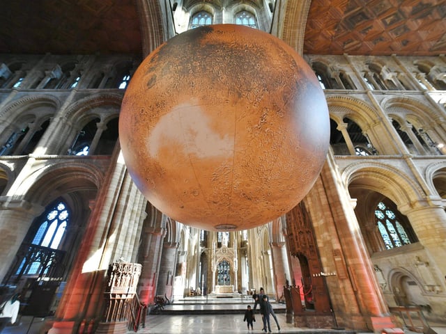 The Mars: War and Peace artwork at Peterborough Cathedral