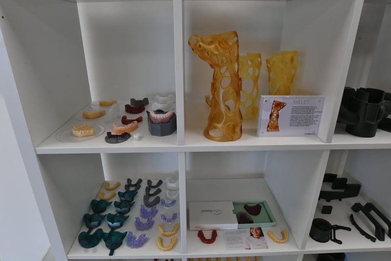 Some of the products manufactured by 3D printing at Photocentric at its new premises in Titan Drive, Fengate.