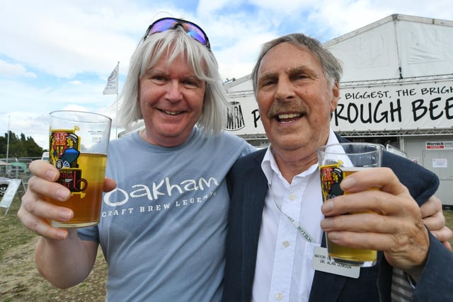 Paul Hook, senior partner at Oakham Ales and Mayor of Peterborough Alan Dowson at the event.