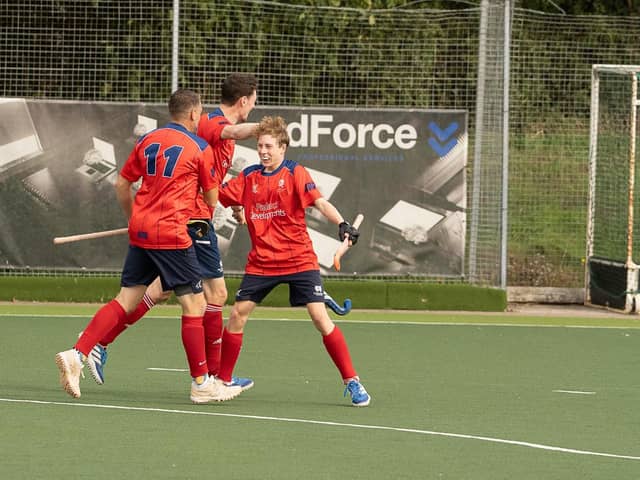 Oliver DRake celebrates his goal for City of Peterborough against Olton & West Warwicks. Photo Neil Dorrington.