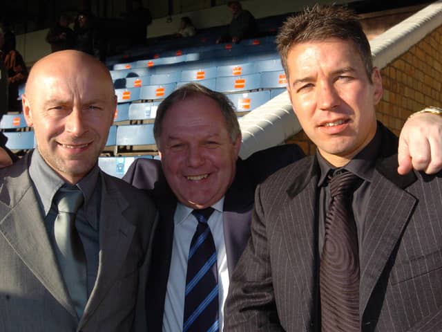 Posh manager Darren Ferguson with his assistant Kevin Russell and Barry Fry after his appointment in 2007.