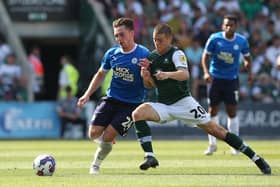 Ben Thompson in action for Posh at Plymouth in League One in August. Plymouth won 2-0. Photo: Joe Dent/theposh.com.
