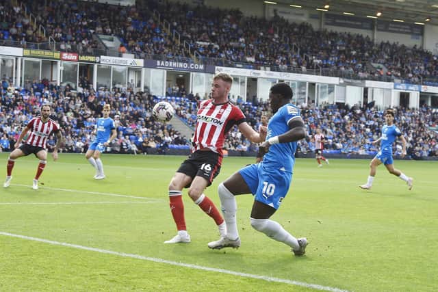 Ephron Mason-Clark in action for Posh v Lincoln. Photo: David Lowndes.