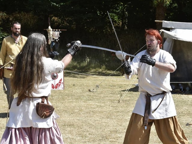 Clan Wulfar Viking re-enactors from Bretton in action.