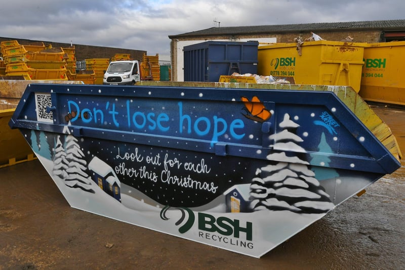 Nathan has also turned his attention to painting skips, working in partnership with BSH Recycling at Vicarage Farm Road, to highlight the work of two charities – Don’t Lose Hope and Little Miracles.Don’t Lose Hope are a mental health counselling charity based in Bourne, while Peterborough based Little Miracles support children with disabilities, additional needs and life limiting conditions.