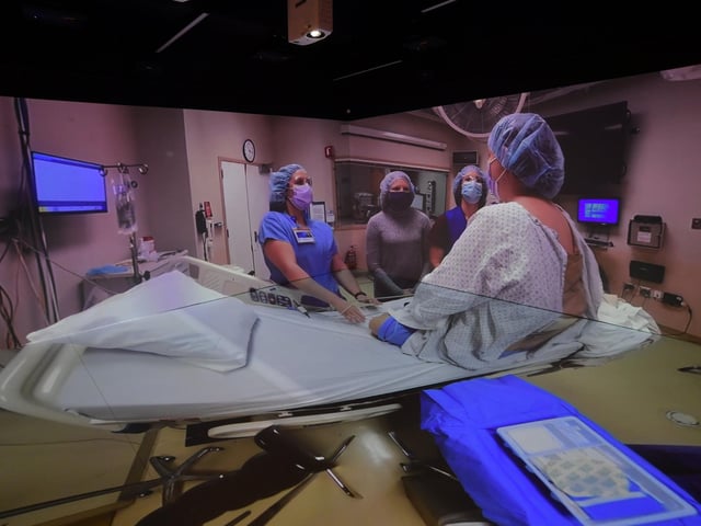 Inside a hospital ward at  XRP eXtended Reality Peterborough at ARU Peterborough