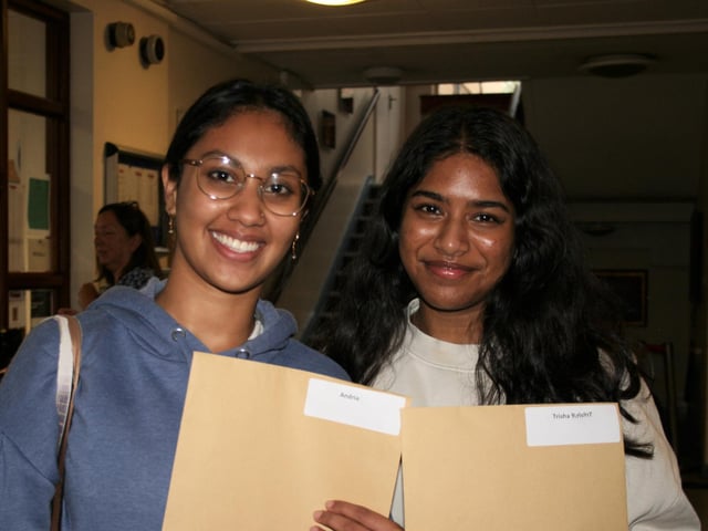 Andria Biju and Trisha Subudhi from Bourne Grammar School