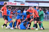 A rumble during Peterborough Sports v Posh last summer. Photo David Lowndes.