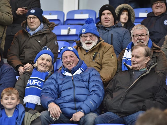 Peterborough United fans watch on as defeat to Wycombe spells the end for Grant McCann on 1st Jan 2023.
