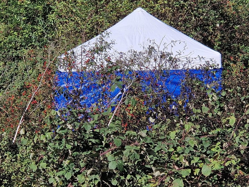 The police tent on Potters Way