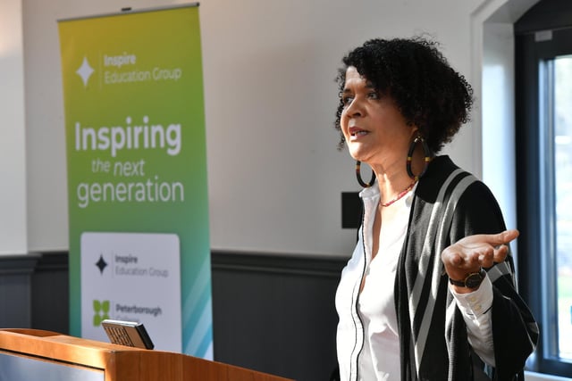 Chi Onwurah MP talking to  students and staff at Peterborough College to promote Women and Diversity in STEM