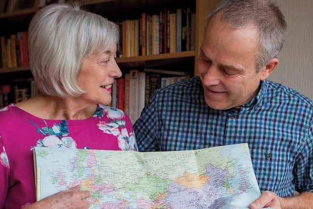 Chris and wife Lesley recreating the original photo 50 years later