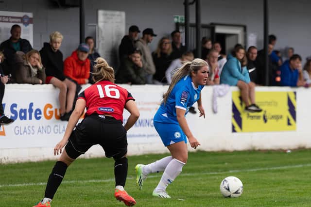 Ellie York in action for Posh Women v Sheffield. Photo: Ruby Red Photography
