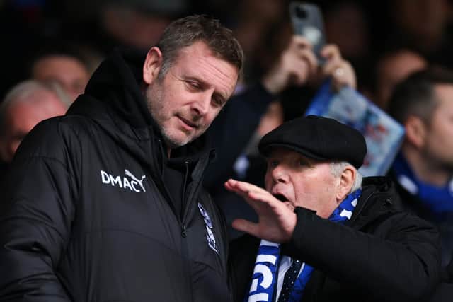 Posh chairman Darragh MacAnthony (left) with his club's director of football Barry Fry. (Photo by Marc Atkins/Getty Images)
